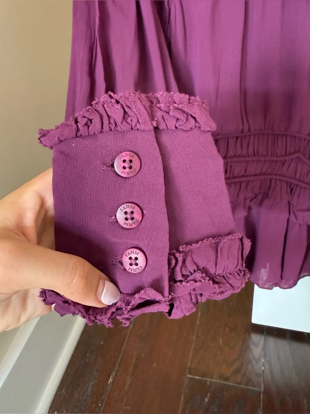 FARM Rio Purple Ruffle Peplum Blouse - Picture 10 of 16